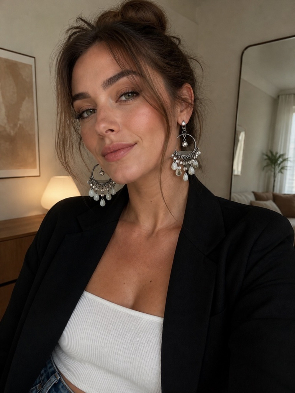 NEW Apt 9 Chandelier Earrings with White Teardrop Beads